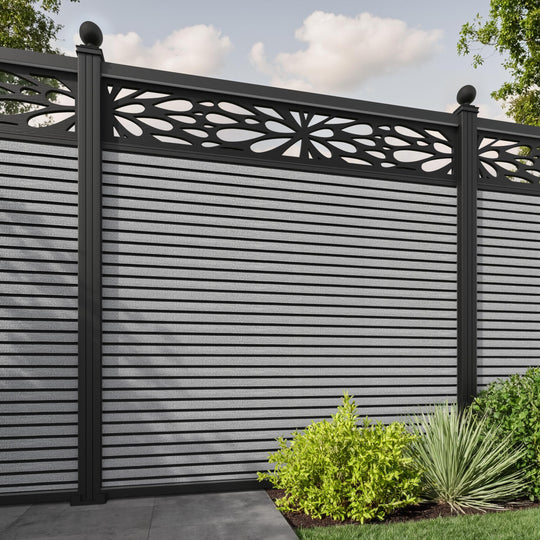 Hudson Blossom Fence Panel - Light Grey - with our aluminium posts