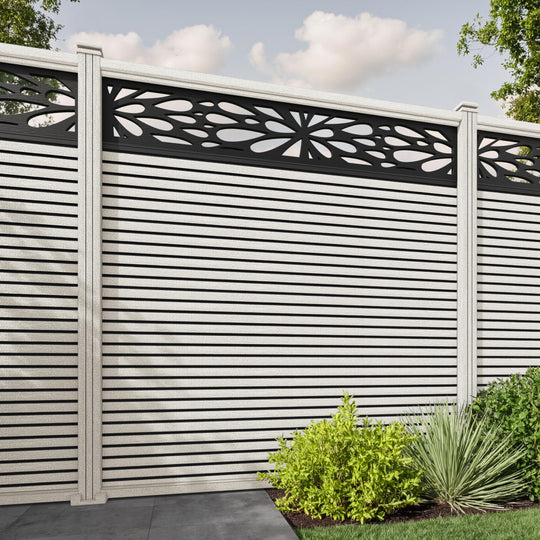 Hudson Blossom Fence Panel - Light Stone - with our composite posts