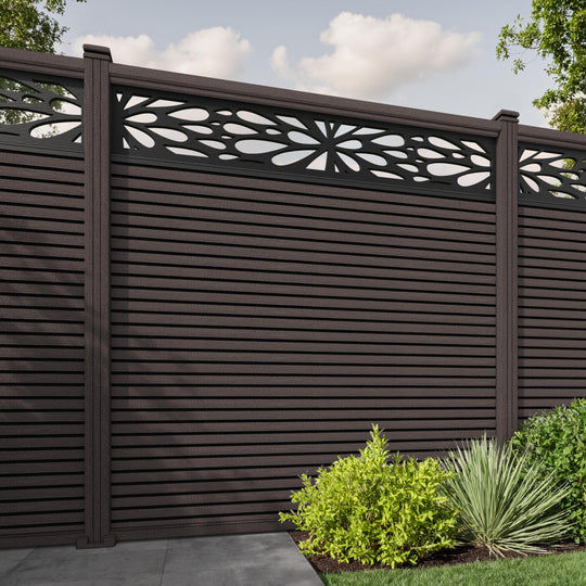 Hudson Blossom Fence Panel - Mid Brown - with our composite posts