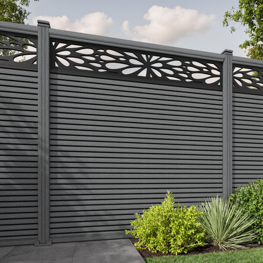 Hudson Blossom Fence Panel - Mid Grey - with our composite posts