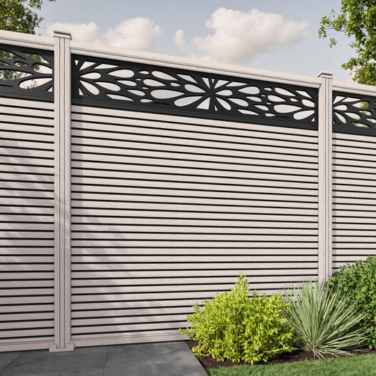 Hudson Blossom Fence Panel - Mid Stone - with our composite posts