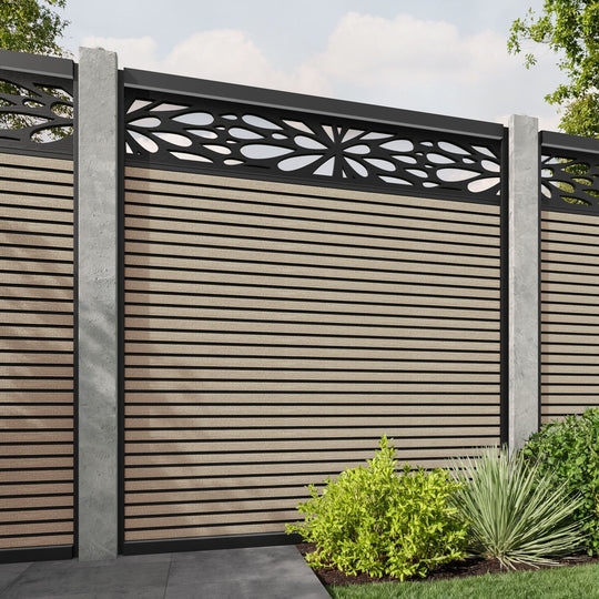 Hudson Blossom Fence Panel - Light Oak - for existing concrete posts