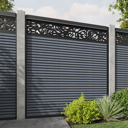 Hudson Botanic Fence Panel - Anthracite - for existing concrete posts