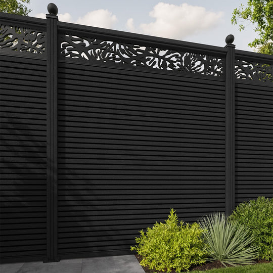 Hudson Botanic Fence Panel - Black - with our composite posts