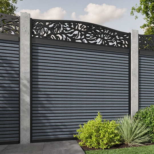 Hudson Botanic Curved Top Fence Panel - Anthracite - for existing concrete posts