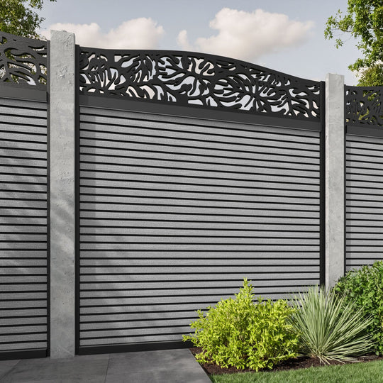 Hudson Botanic Curved Top Fence Panel - Light Grey - for existing concrete posts