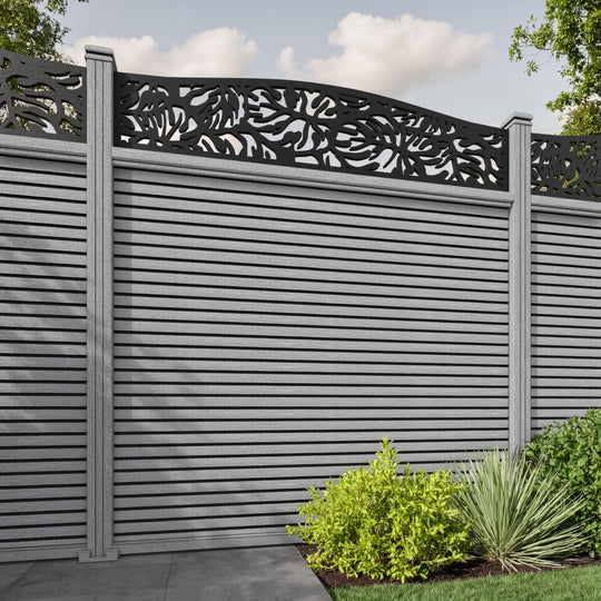 Hudson Botanic Curved Top Fence Panel - Light Grey - with our composite posts