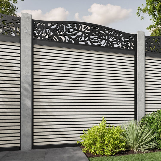 Hudson Botanic Curved Top Fence Panel - Light Stone - for existing concrete posts