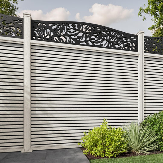 Hudson Botanic Curved Top Fence Panel - Light Stone - with our composite posts