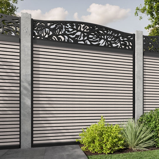 Hudson Botanic Curved Top Fence Panel - Mid Stone - for existing concrete posts