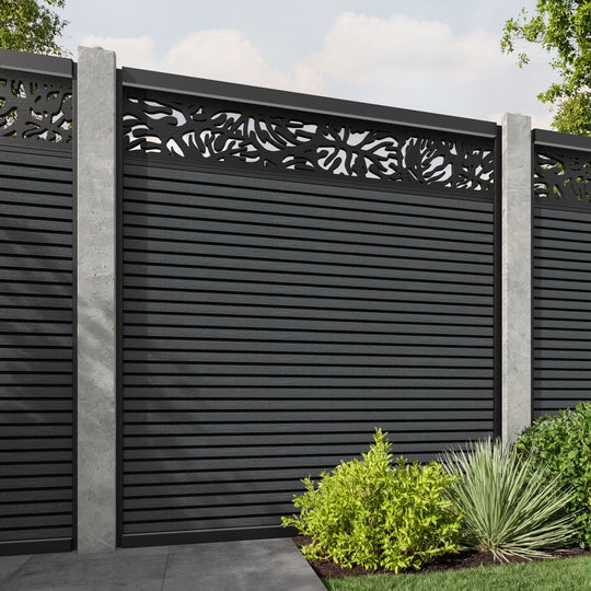 Hudson Botanic Fence Panel - Dark Grey - for existing concrete posts