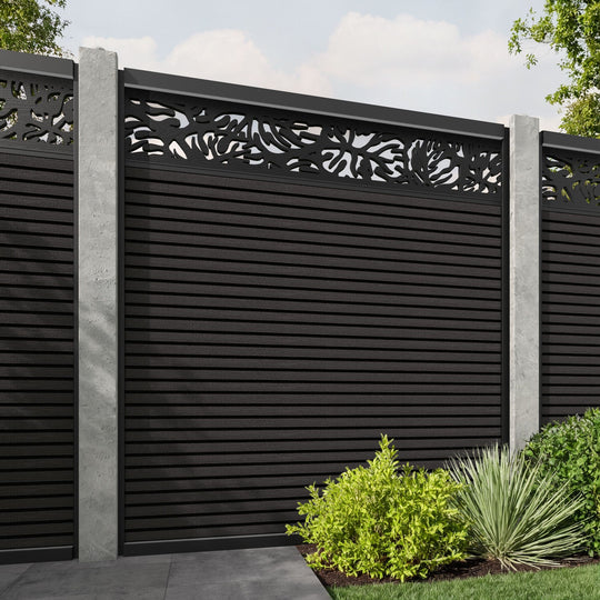 Hudson Botanic Fence Panel - Dark Oak - for existing concrete posts