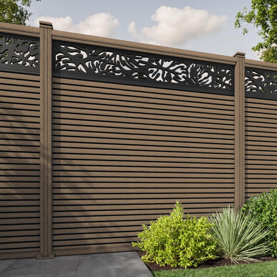 Hudson Botanic Fence Panel - Teak - with our composite posts