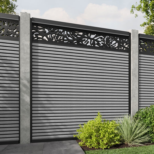 Hudson Botanic Fence Panel - Light Grey - for existing concrete posts