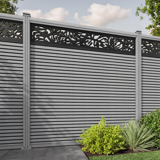Hudson Botanic Fence Panel - Light Grey - with our composite posts