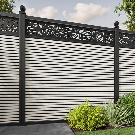 Hudson Botanic Fence Panel - Light Stone - with our aluminium posts