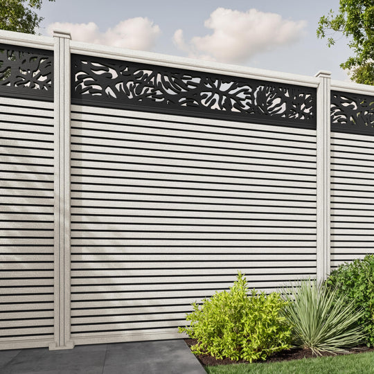 Hudson Botanic Fence Panel - Light Stone - with our composite posts