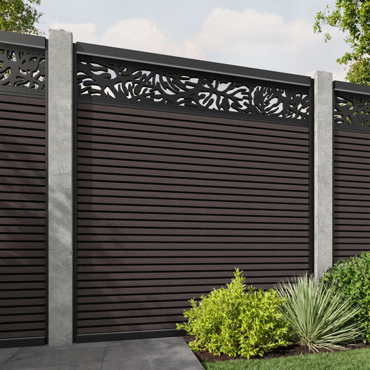 Hudson Botanic Fence Panel - Mid Brown - for existing concrete posts