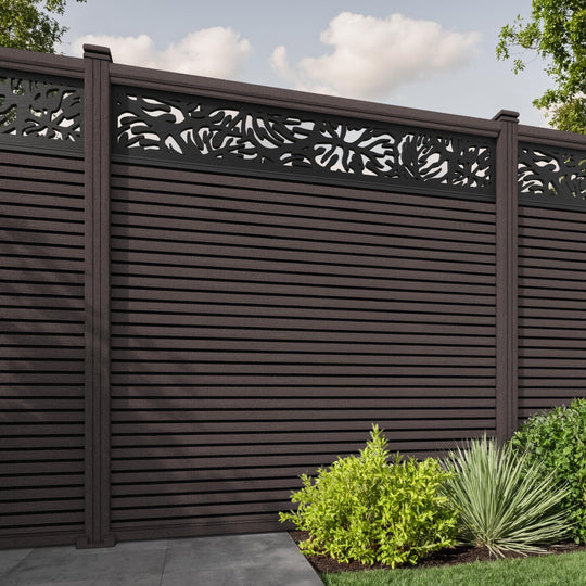Hudson Botanic Fence Panel - Mid Brown - with our composite posts