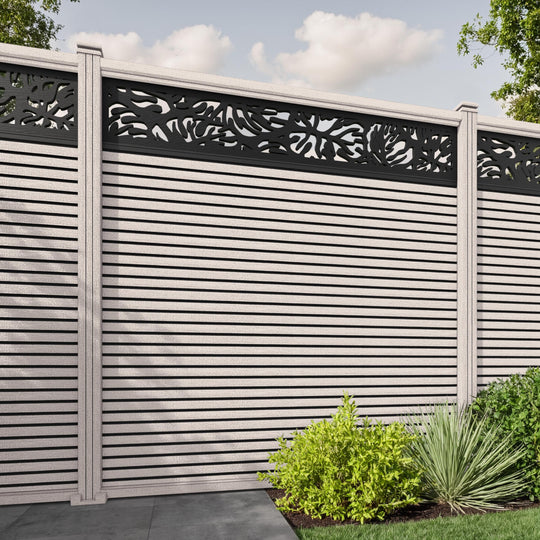 Hudson Botanic Fence Panel - Mid Stone - with our composite posts