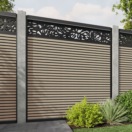 Hudson Botanic Fence Panel - Light Oak - for existing concrete posts