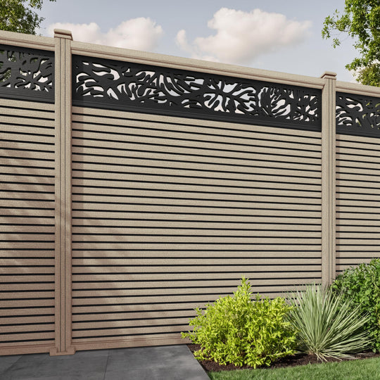 Hudson Botanic Fence Panel - Light Oak - with our composite posts