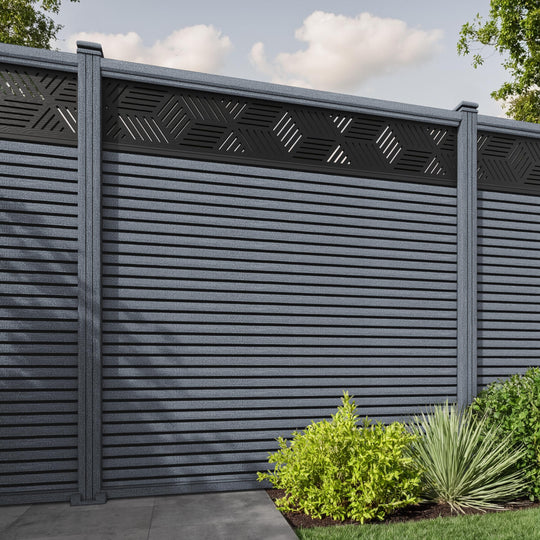 Hudson Cubed Fence Panel - Anthracite - with our composite posts