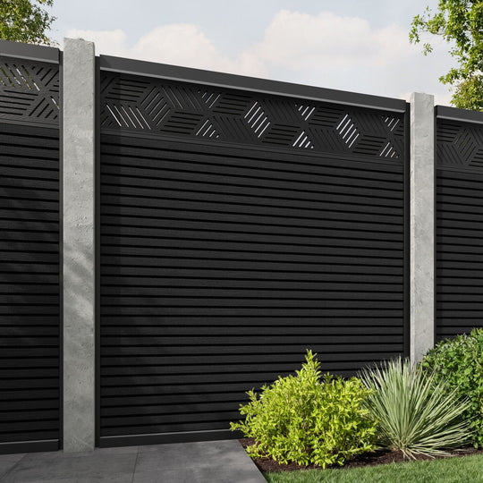 Hudson Cubed Fence Panel - Black - for existing concrete posts