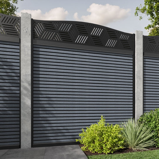 Hudson Cubed Curved Top Fence Panel - Anthracite - for existing concrete posts