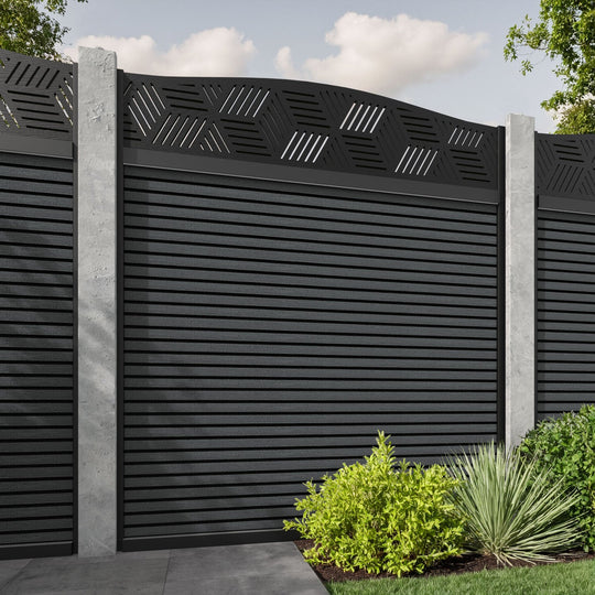Hudson Cubed Curved Top Fence Panel - Dark Grey - for existing concrete posts