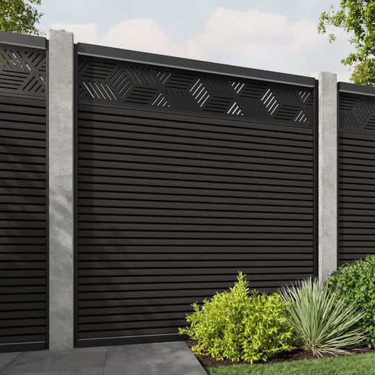 Hudson Cubed Fence Panel - Dark Oak - for existing concrete posts