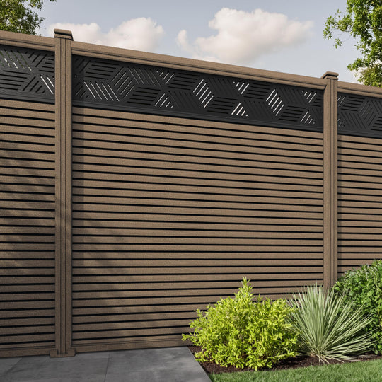 Hudson Cubed Fence Panel - Teak - with our composite posts