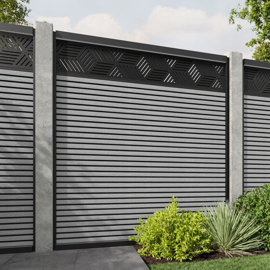 Hudson Cubed Fence Panel - Light Grey - for existing concrete posts