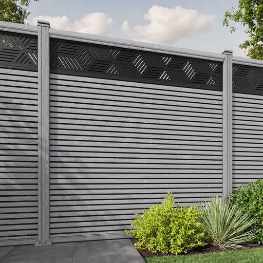 Hudson Cubed Fence Panel - Light Grey - with our composite posts