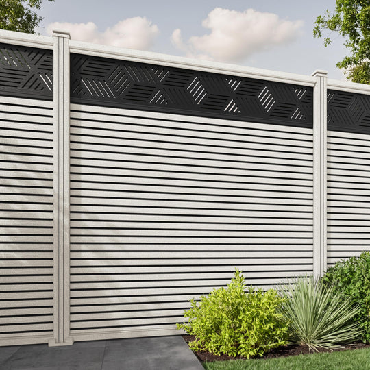 Hudson Cubed Fence Panel - Light Stone - with our composite posts