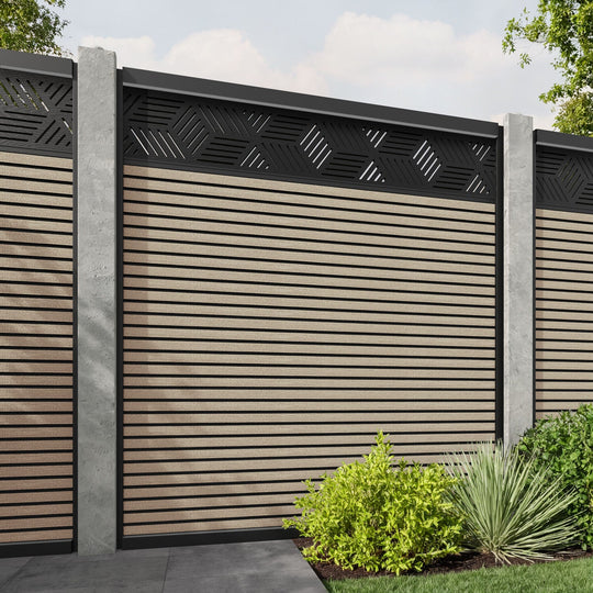 Hudson Cubed Fence Panel - Light Oak - for existing concrete posts