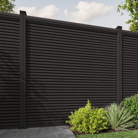Hudson Fence Panel - Dark Oak - with our composite posts
