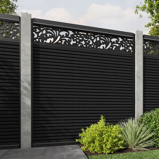 Hudson Eden Fence Panel - Black - for existing concrete posts