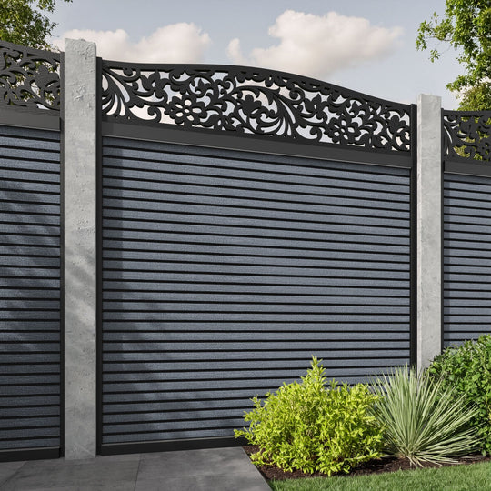 Hudson Eden Curved Top Fence Panel - Anthracite - for existing concrete posts