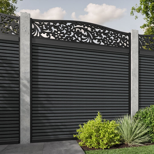 Hudson Eden Curved Top Fence Panel - Dark Grey - for existing concrete posts