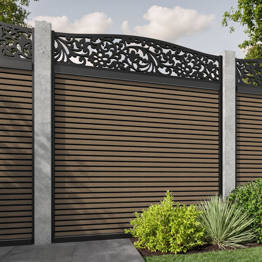 Hudson Eden Curved Top Fence Panel - Teak - for existing concrete posts