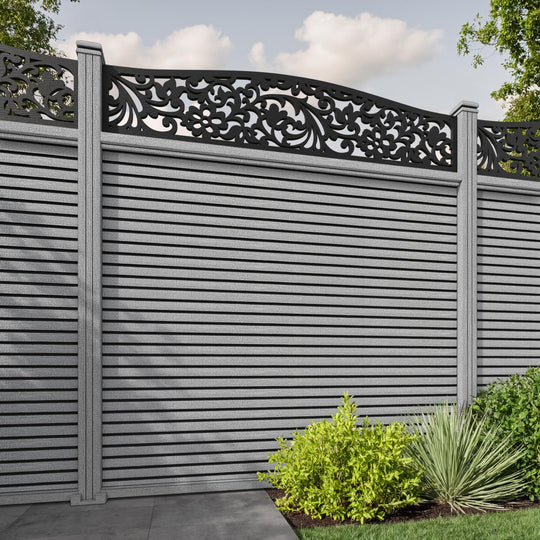 Hudson Eden Curved Top Fence Panel - Light Grey - with our composite posts