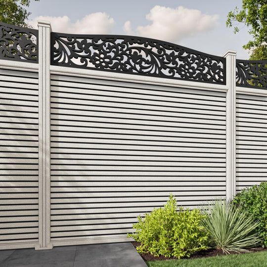Hudson Eden Curved Top Fence Panel - Light Stone - with our composite posts