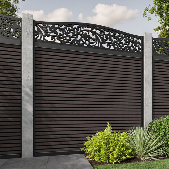 Hudson Eden Curved Top Fence Panel - Mid Brown - for existing concrete posts