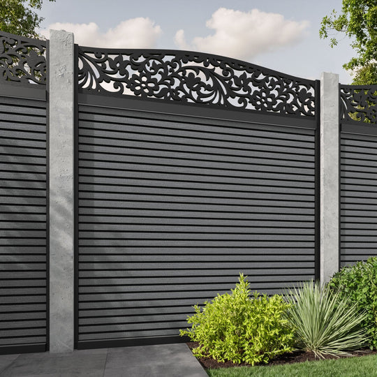 Hudson Eden Curved Top Fence Panel - Mid Grey - for existing concrete posts