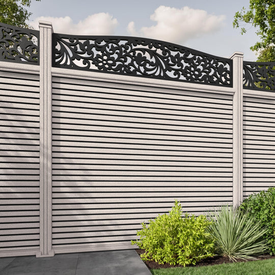 Hudson Eden Curved Top Fence Panel - Mid Stone - with our composite posts