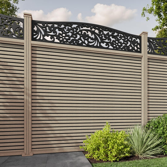 Hudson Eden Curved Top Fence Panel - Light Oak - with our composite posts