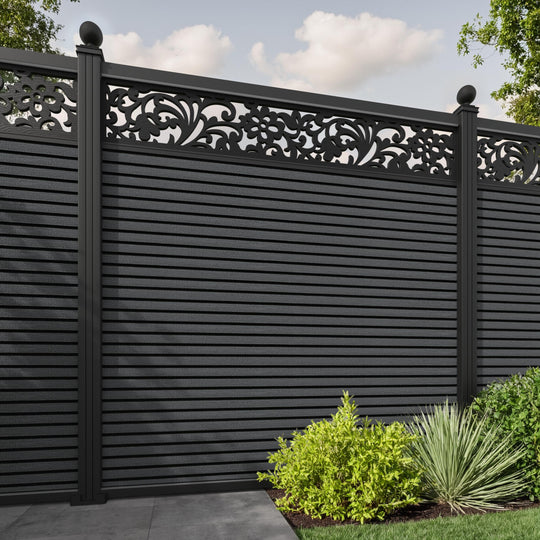 Hudson Eden Fence Panel - Dark Grey - with our aluminium posts
