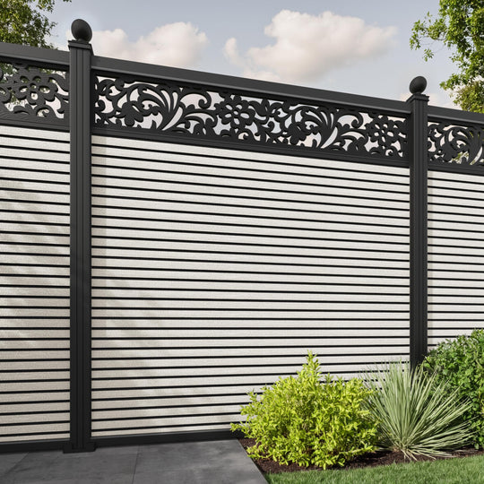 Hudson Eden Fence Panel - Light Stone - with our aluminium posts