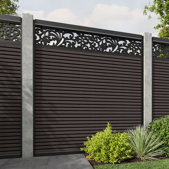 Hudson Eden Fence Panel - Mid Brown - for existing concrete posts